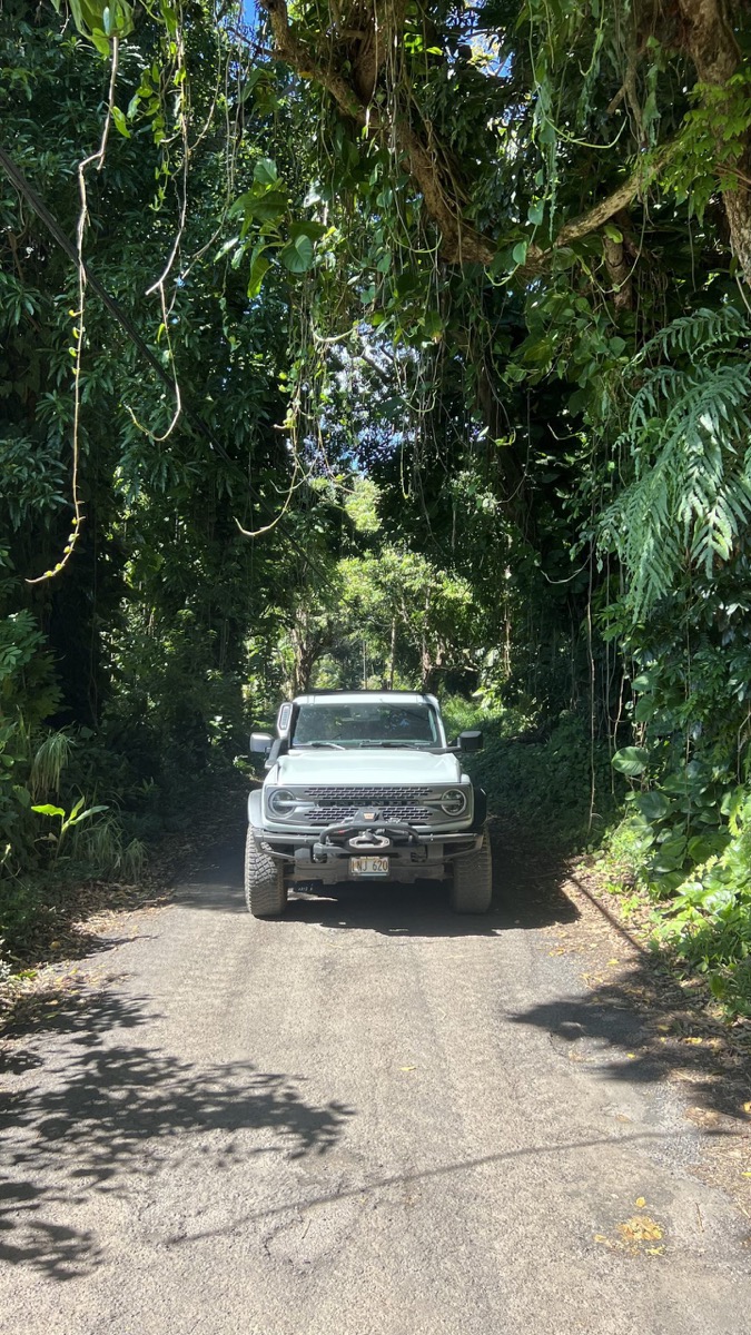 Open-air Bronco exploring the Road to Hana