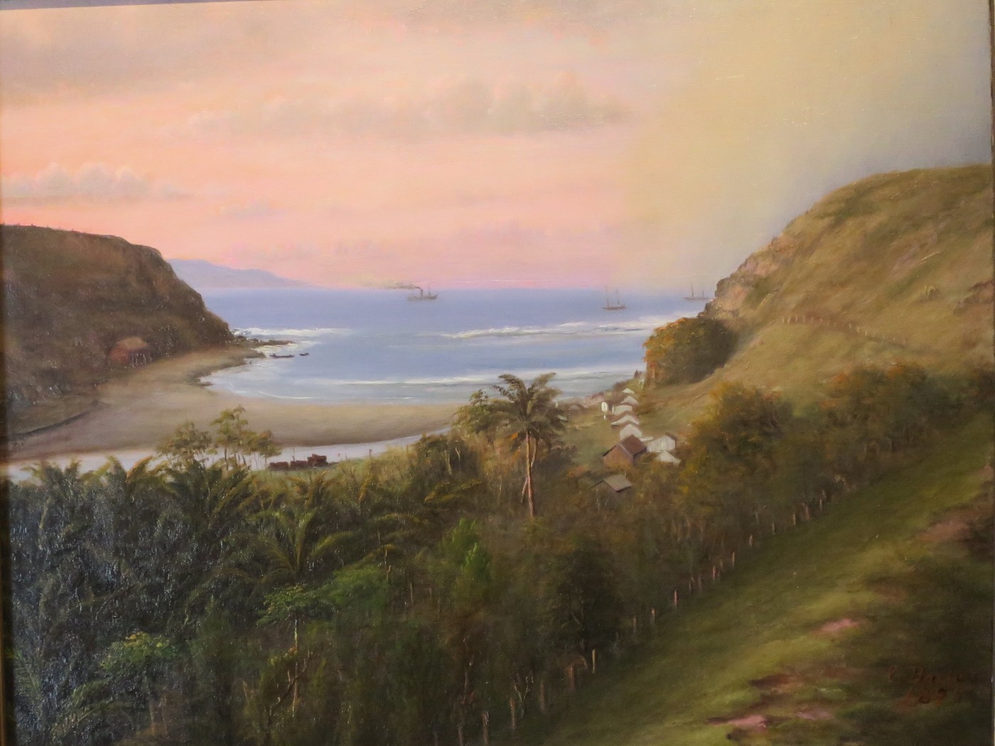 Edward Bailey painting of Māliko Gulch and bay from 1896
